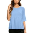 thumbnail image 1 of Maplenight Peplum Blouses for Women Cotton Crew Neck Half Sleeve Tops Office Casual Work Summer Shirts, 1 of 5