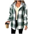 thumbnail image 1 of Maplenight Plaid Jackets for Women Button Down Long Sleeve Shacket Casual Fleece Lined Hooded Jackets Thermal Winter Coat with Pockets, 1 of 8