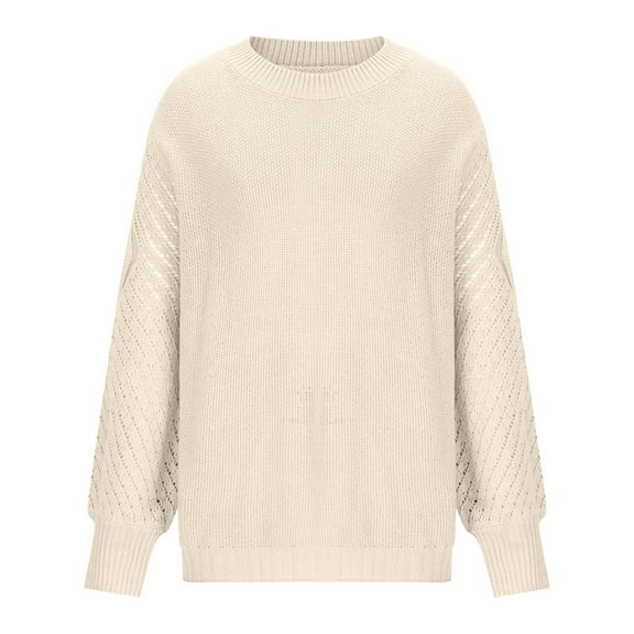 Maplenight Plus Size Sweaters for Women Chunky Knit Long Sleeve Crew Neck Pullover Tops Solid Warm Relaxed Fit Casual Womens Tops for Fall Winter