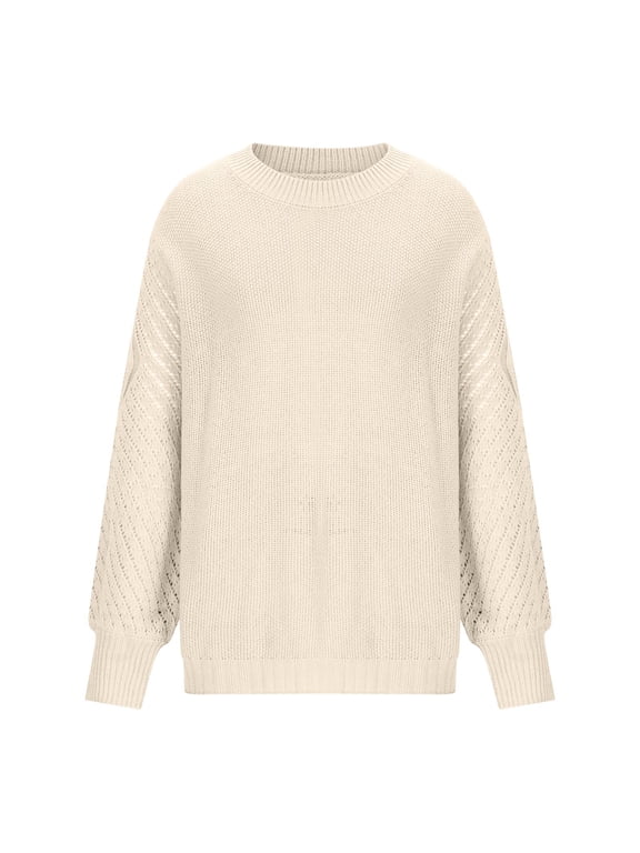 Plus Size Sweaters for Women Chunky Knit Long Sleeve Crew Neck Pullover Tops Solid Warm Relaxed Fit Casual Womens Tops for Fall Winter
