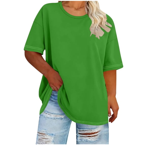 Maplenight Plus Size T Shirts for Women Oversized Tees Summer Short Sleeve Crew Neck Tunic Tops