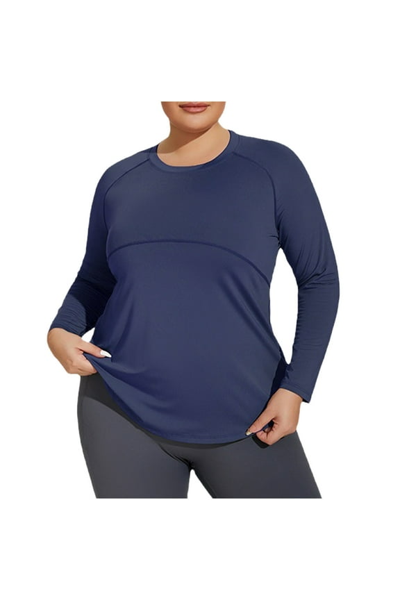 Plus Size Workout Tops for Women Long Sleeve Athletic Shirts Quick Dry Running Yoga Gym Clothes