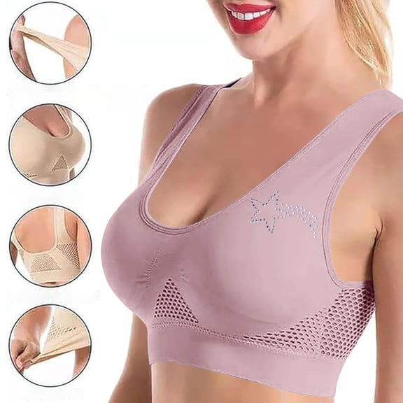 Maplenight Racerback Sports Bras for Women Removable Padless Bralettes Wirefree Yoga Breathable Cool Mesh Support Comfy Lightweight Active Bra