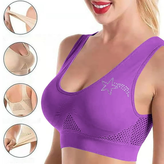 Maplenight Racerback Sports Bras for Women Removable Padless Bralettes Wirefree Yoga Breathable Cool Mesh Support Comfy Lightweight Active Bra