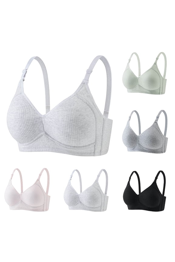 Ribbed Bras for Women No Underwire Full Support Seamless Bralettes Comfy Wireless Everyday Bra