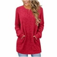 thumbnail image 1 of Maplenight Ribbed Knit Sweaters for Women Business Casual Crew Neck Long Sleeve Shirts Lightweight Tunic Pullover Tops with Pockets, 1 of 5