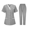thumbnail image 1 of Maplenight Scrub Sets for Women V-Neck Short Sleeve Nursing Tops and Pants with Pockets Modern and Comfortable Scrub Set for Nurses and Healthcare Workers, 1 of 2