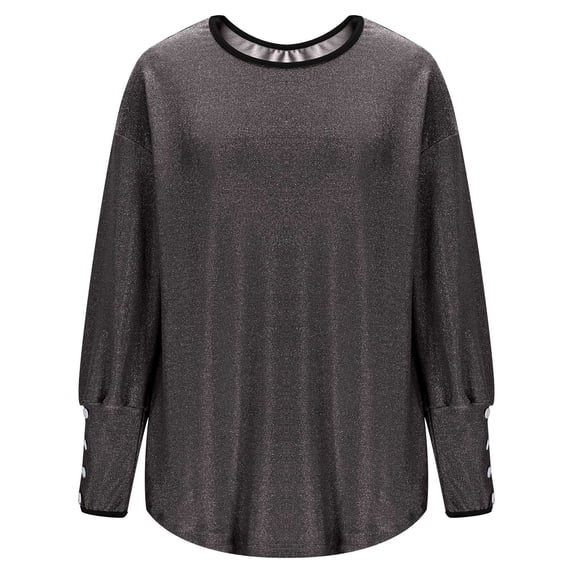 Maplenight Sequin Blouses for Women Dressy Casual Long Sleeve Glitter Tops Elegant Party Evening Shirt