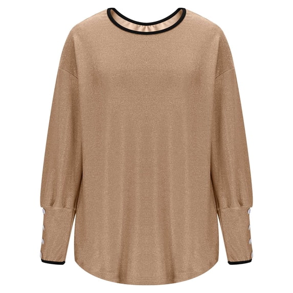 Maplenight Sequin Blouses for Women Dressy Casual Long Sleeve Glitter Tops Elegant Party Evening Shirt
