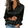 thumbnail image 1 of Maplenight Silk Button Down Shirts for Women Satin Long Sleeve Shirt Dressy Business Casual Tops Ladies Elegant Blouses, 1 of 4