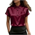 thumbnail image 1 of Maplenight Silk Button Down Shirts for Women Summer Satin Short Sleeve Shirt Dressy Business Casual Tops Ladies Elegant Blouses, 1 of 5