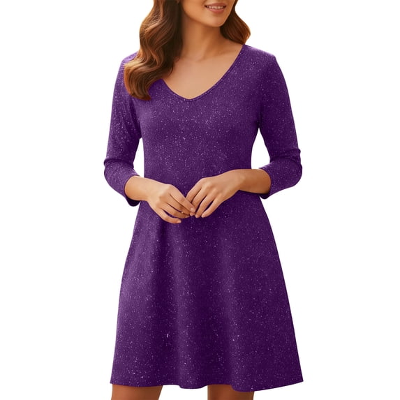 Maplenight Sparkly Formal Dresses for Women Long Sleeve Evening Holiday Party Cocktail Dress Elegant Wedding Guest Dresses