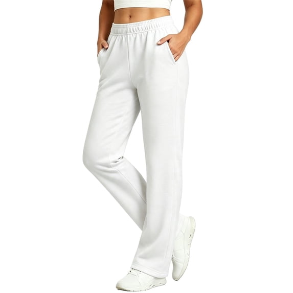 Maplenight Straight Leg Sweatpants for Women Elastic Waist Casual Trousers with Pockets Fall Winter Lounge Pants