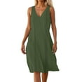 thumbnail image 1 of Maplenight Summer Dresses for Women Sleeveless V Neck Midi Dresses Casual Loose Beach Dresses,Sizes S-5XL, 1 of 5