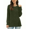 thumbnail image 1 of Maplenight Sweaters for Women Long Sleeve Shirts Crew Neck Ribbed Knit Pullover Side Slit Casual Tunic Tops, 1 of 6