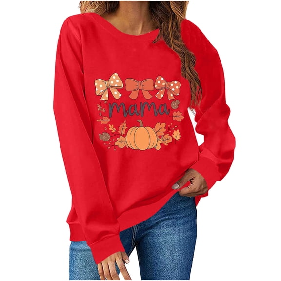 Maplenight Sweatshirt for Women Crew Neck Pullover Thanksgiving Pumpkin Graphic Long Sleeve Womens Tops