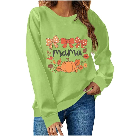 Maplenight Sweatshirt for Women Crew Neck Pullover Thanksgiving Pumpkin Graphic Long Sleeve Womens Tops