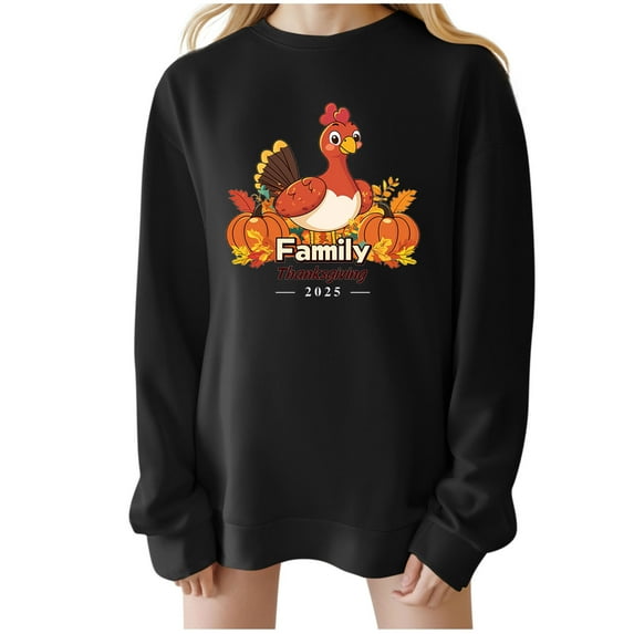 Maplenight Sweatshirt for Women Thanksgiving Turkey Graphic Crew Neck Long Sleeve Sweatshirts Loose Casual Womens Tops for Fall Wineter