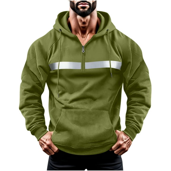 Maplenight Sweatshirts Hoodies for Men Half Zip Long Sleeve Pullover Hooded Sweatshirt Fall Winter Loose Casual Tops with Pocket