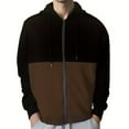 thumbnail image 1 of Maplenight Sweatshirts for Men Drawstring Full Zip Long Sleeve Hooded Hoodies Block Color Loose Casual Pullover Tops for Fall Winter, 1 of 4