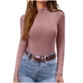 thumbnail image 1 of Maplenight Turtleneck Tops for Women Long Sleeve Layer Tops Ribbed Basic Tees Soft Stretch Thermal Undershirts, 1 of 4