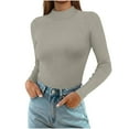 thumbnail image 1 of Maplenight Turtleneck Tops for Women Ribbed Thermal Long Sleeve Shirts Knitted Fitted Lightweight Base Layer, 1 of 9