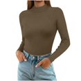 thumbnail image 1 of Maplenight Turtleneck Tops for Women Ribbed Thermal Long Sleeve Shirts Knitted Fitted Lightweight Base Layer, 1 of 9