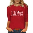 thumbnail image 1 of Maplenight Valentine's Day 3/4 Sleeve Shirts for Women Loose Casual Crewneck Cute Tops Funny Graphic Tees Blouse, 1 of 5