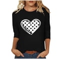 thumbnail image 1 of Maplenight Valentine's Day 3/4 Sleeve Shirts for Women Loose Casual Crewneck Cute Tops Funny Graphic Tees Blouse, 1 of 5