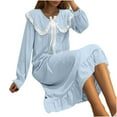 thumbnail image 1 of Maplenight Victorian Nightgowns for Women Doll Collar Long Sleeve Sleepwear Ruffle Hem Long Loungewear Vintage Y2k Dress, 1 of 6