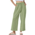 thumbnail image 1 of Maplenight Wide Leg Pants for Women Plus Size Drawstring Loose Cotton Linen Casual Trousers with Pockets, 1 of 6