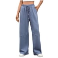 thumbnail image 1 of Maplenight Wide Leg Sweatpants for Women Elastic High Waist Sweat Pants with Drawstring Solid Loose Casual Pants with Pockets, 1 of 8