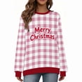 thumbnail image 1 of Maplenight Women's Christmas Sweatshirts Letter Printed Plaid Crew Neck Sweatshirt Long Sleeve Regular Fit Casual Pullover Womens Tops, 1 of 7