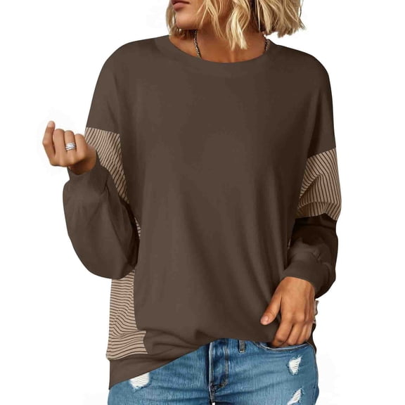 Maplenight Women's Crew Neck Sweatshirt Casual Pulover Sweatshirts Loose Fit Comfy Long Sleeve Shirts Women Fall Clothes