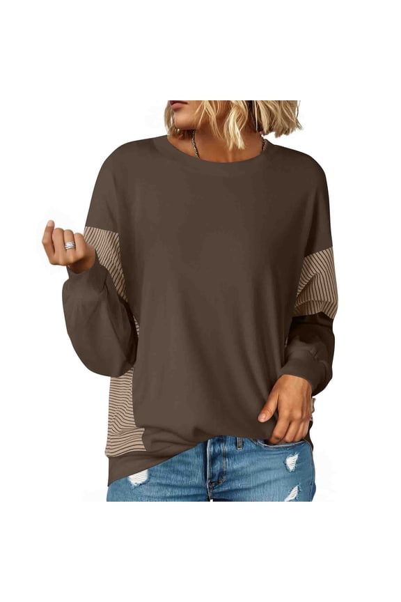 Women's Crew Neck Sweatshirt Casual Pulover Sweatshirts Loose Fit Comfy Long Sleeve Shirts Women Fall Clothes