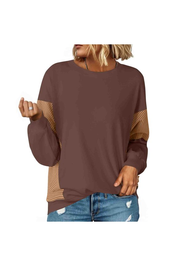 Women's Crew Neck Sweatshirt Casual Pulover Sweatshirts Loose Fit Comfy Long Sleeve Shirts Women Fall Clothes