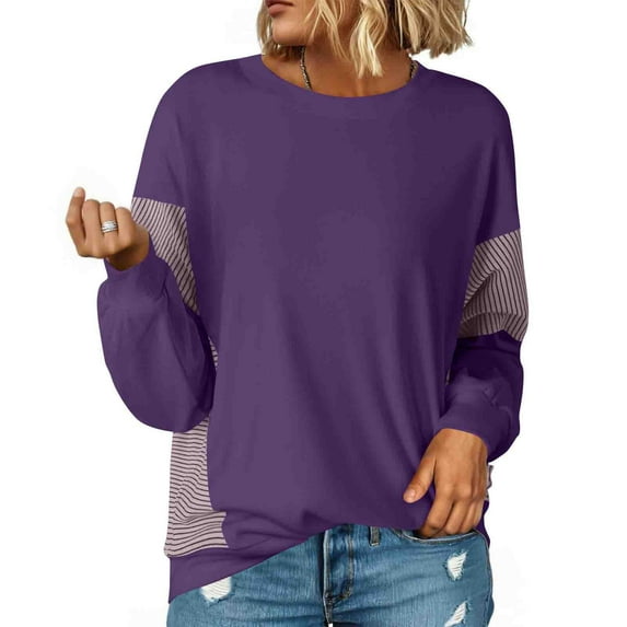 Maplenight Women's Crew Neck Sweatshirt Casual Pulover Sweatshirts Loose Fit Comfy Long Sleeve Shirts Women Fall Clothes
