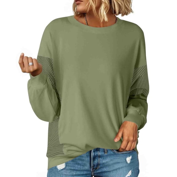 Maplenight Women's Crew Neck Sweatshirt Casual Pulover Sweatshirts Loose Fit Comfy Long Sleeve Shirts Women Fall Clothes