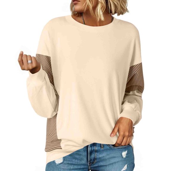 Maplenight Women's Crew Neck Sweatshirt Casual Pulover Sweatshirts Loose Fit Comfy Long Sleeve Shirts Women Fall Clothes