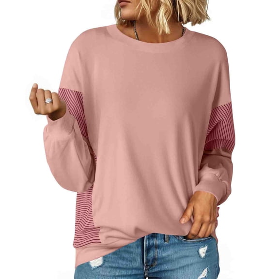 Maplenight Women's Crew Neck Sweatshirt Casual Pulover Sweatshirts Loose Fit Comfy Long Sleeve Shirts Women Fall Clothes