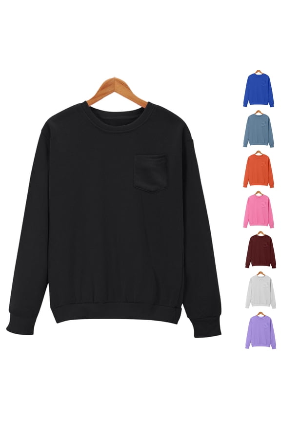 Women's Crop Sweatshirt Casual Crew Neck Sweatshirts Solid Long Sleeve Pullover Tops Womens Fall Clothes