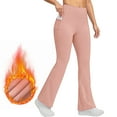 thumbnail image 1 of Maplenight Women's High Waist Fleece Yoga Pants Flare Leg with Pockets Workout Leggings for Women Casual Wear Thermal, 1 of 9