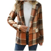 MAPLENIGHT Women's Plaid Blazer Jacket Long Sleeve Casual Button Down Open Front Trendy Coat Womens Workwear