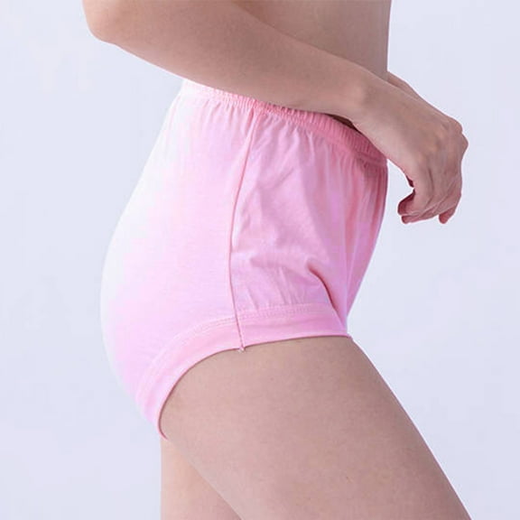 Maplenight Women's Plus Size Cotton Underwear High Waist Stretch Soft Underpants Solid Color Loose Fit Comfy Briefs
