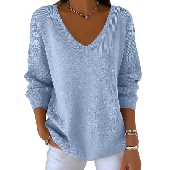 Maplenight Women's Plus Size Tops Casual Loose Fit Long Sleeve Shirts V-Neck Dressy Fall Going Out Blouses
