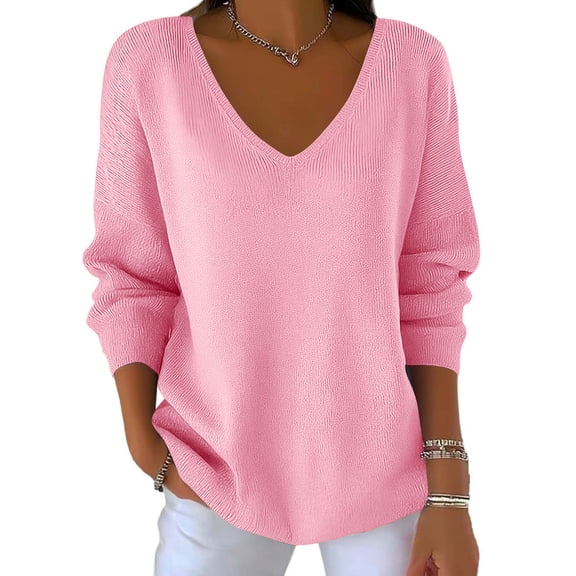 Maplenight Women's Plus Size Tops Casual Loose Fit Long Sleeve Shirts V-Neck Dressy Fall Going Out Blouses