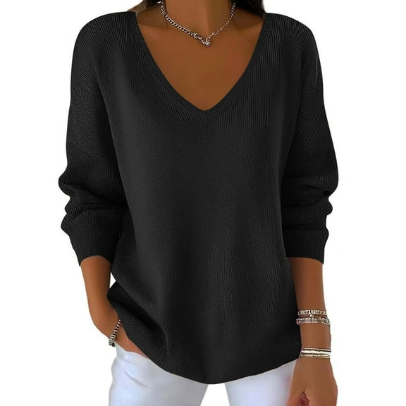 Maplenight Women's Plus Size Tops Casual Loose Fit Long Sleeve Shirts V-Neck Dressy Fall Going Out Blouses