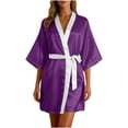 thumbnail image 1 of Maplenight Women's Satin Robes Silk Kimono Bathrobe 3/4 Sleeve Bridal Bridesmaids Robes Soft Silk Sleepwear, 1 of 4