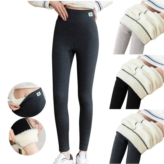 Maplenight Women's Sherpa Fleece Lined Leggings Winter Warm Thick Jogger Pants High Waist Thermal Base Layer Pant