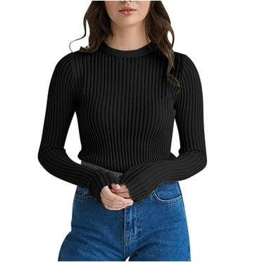 Maplenight Women's Solid Color Round Neck Knitted Top Loose Casual Versatile Knitted Sweater Round Neck Sweater Savings on Clearance